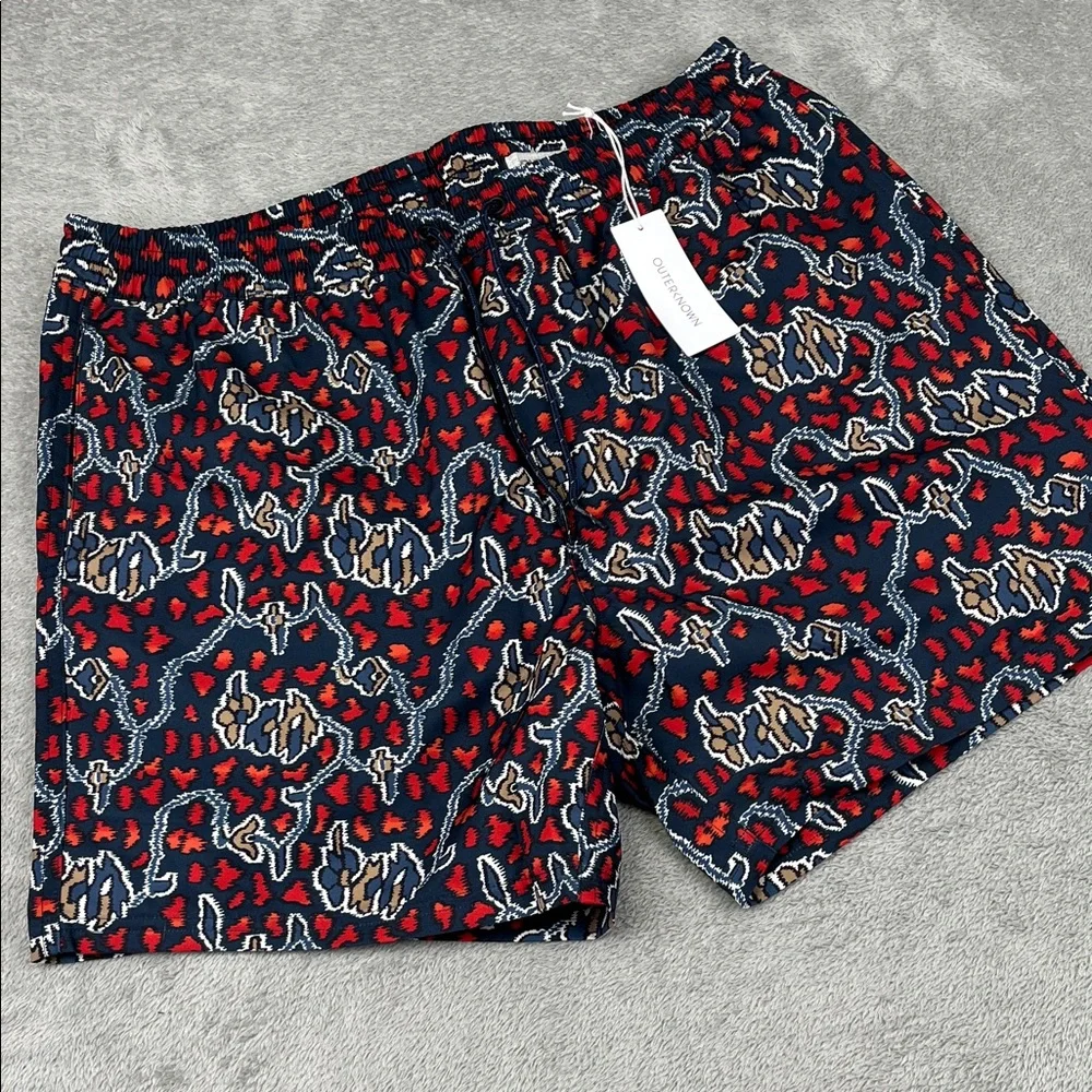 NEW Outerknown M Men's Red, Blue Nomadic Volley‎ Beach Swim Shorts